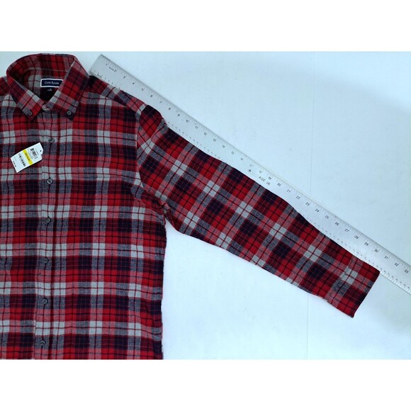 Club Room Men's Medium Flannel Shirt Lumberjack Red Blue Buffalo Check Plaid - Picture 9 of 9